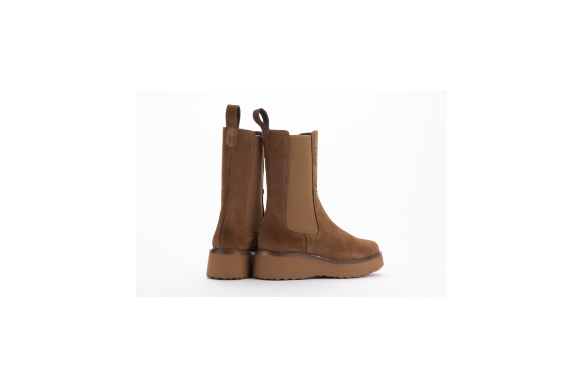 Bottines chelsea plateforme en daim - Camel - Lince