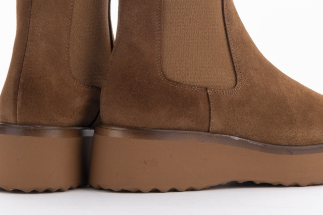 Bottines chelsea plateforme en daim - Camel - Lince