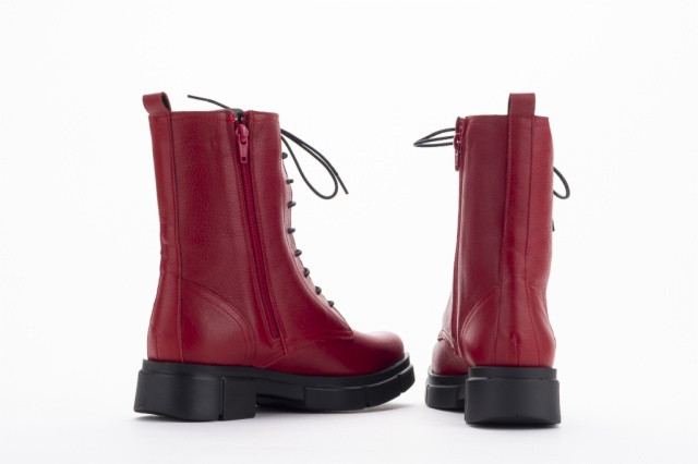 Bottines à lacets en cuir - Rouge - Lince