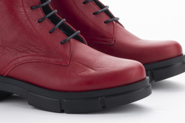 Bottines à lacets en cuir - Rouge - Lince