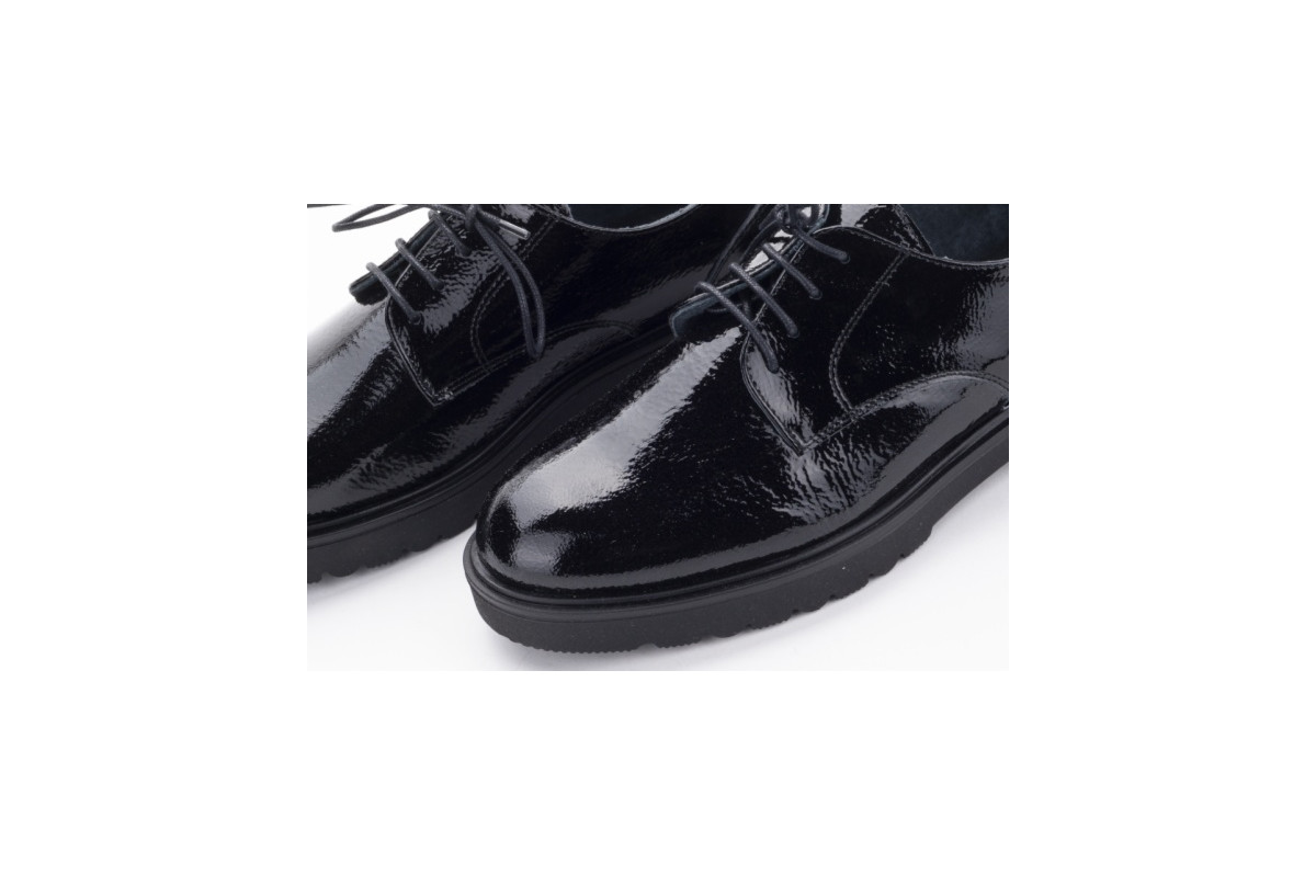 Derbies femme vernis - Noir - Lince