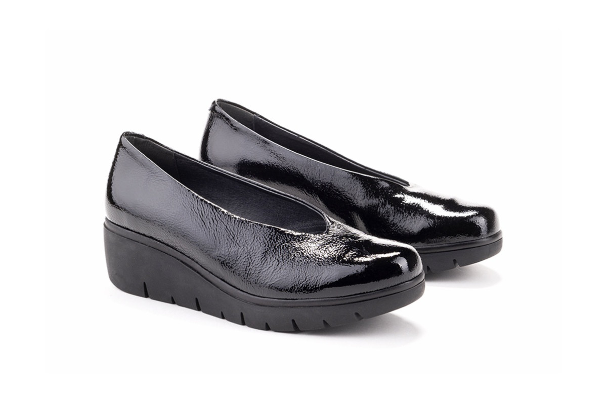Chaussures compensées en cuir - Noir - Lince
