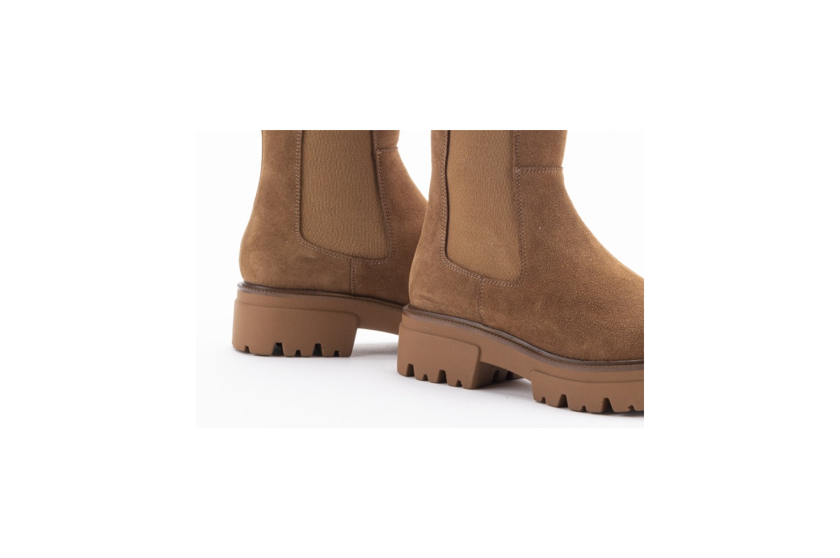 Bottines chelsea à talon en daim - Camel - Lince