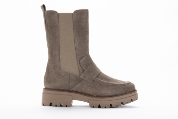 Bottines chelsea style mocassin en daim - Taupe - Lince