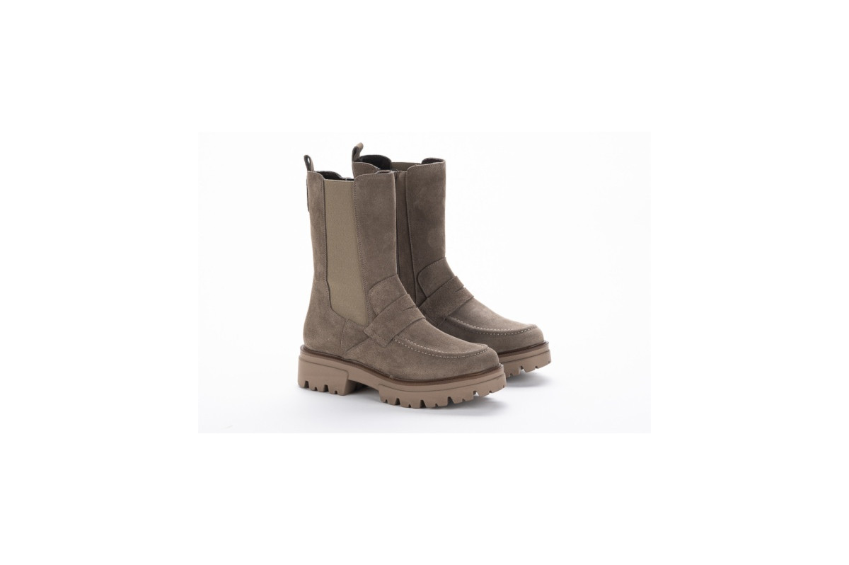 Bottines chelsea style mocassin en daim - Taupe - Lince