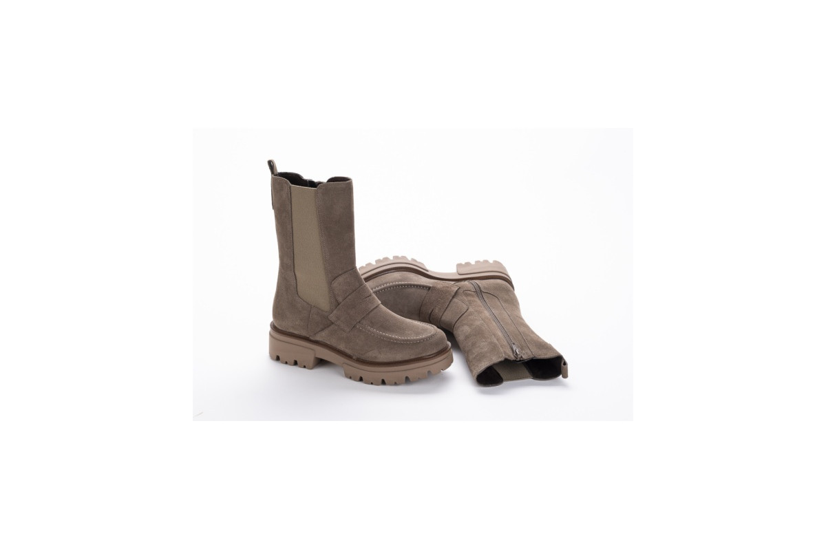 Bottines chelsea style mocassin en daim - Taupe - Lince