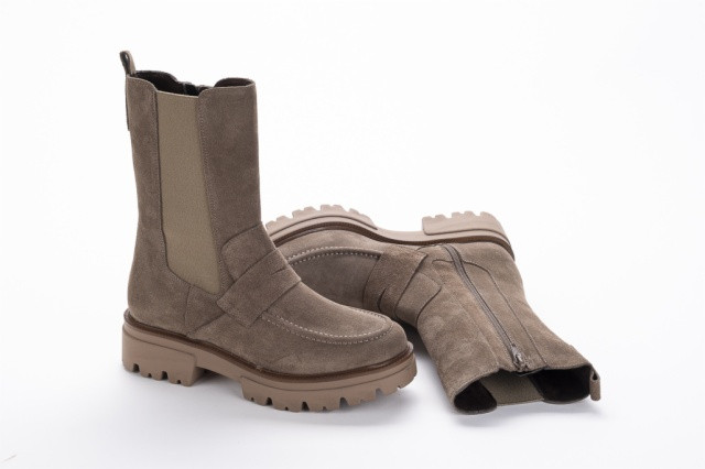 Bottines chelsea style mocassin en daim - Taupe - Lince