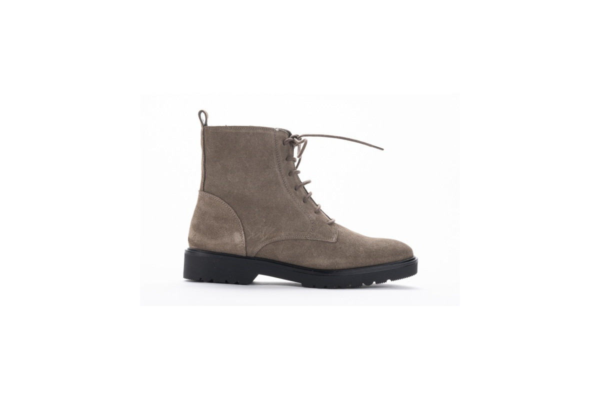 Bottines à lacets en cuir - Taupe - Lince