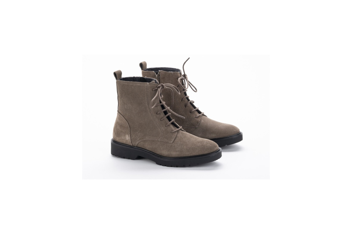 Bottines à lacets en cuir - Taupe - Lince