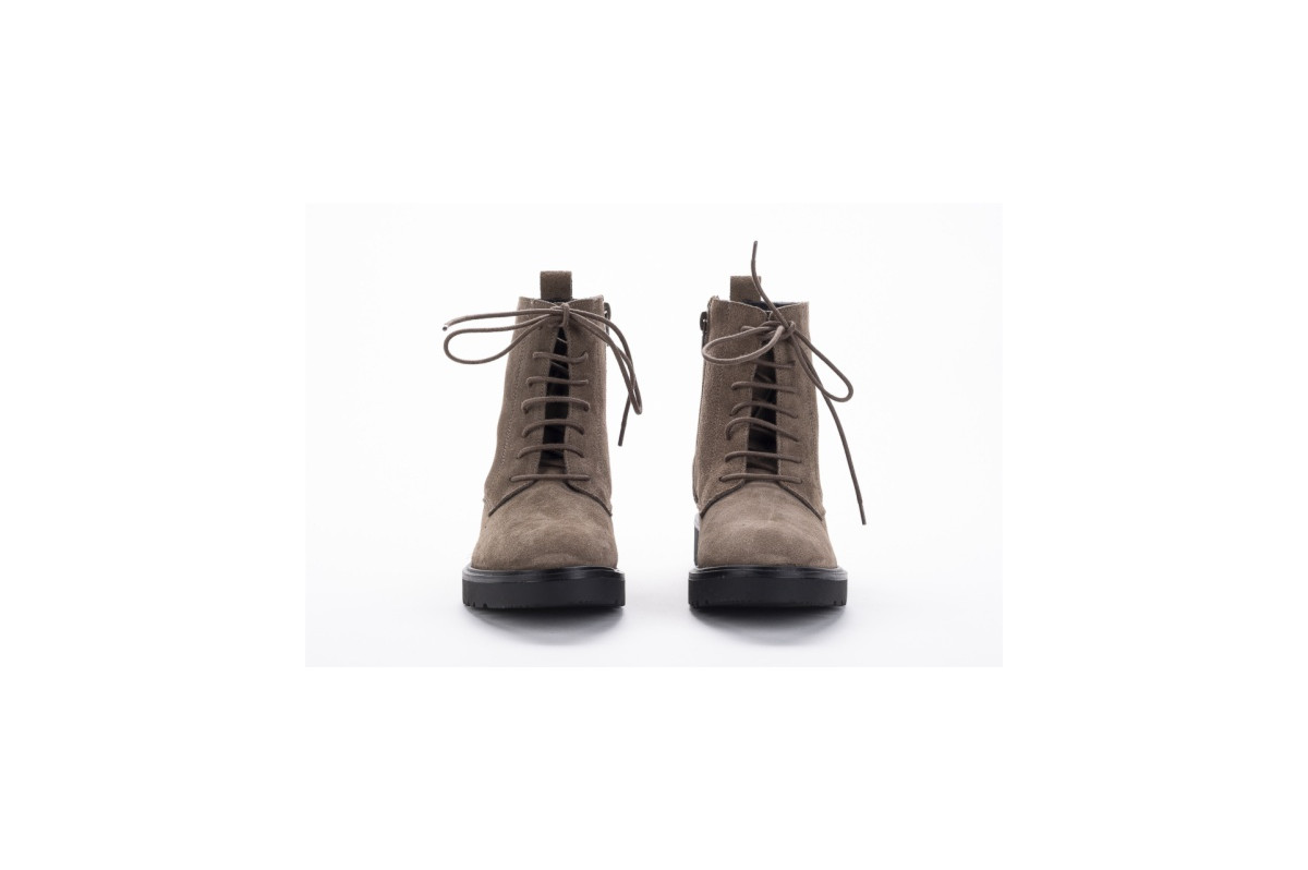 Bottines à lacets en cuir - Taupe - Lince