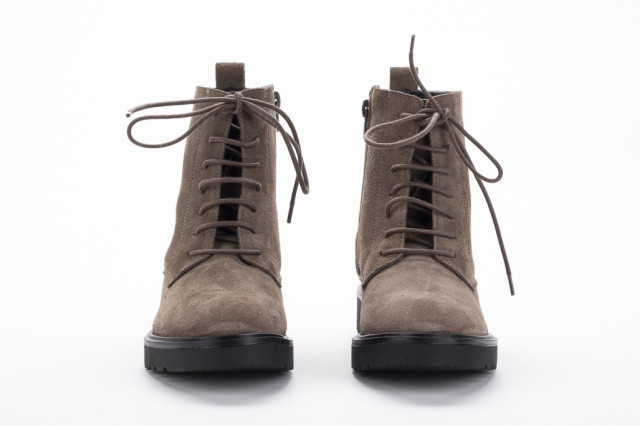 Bottines à lacets en cuir - Taupe - Lince