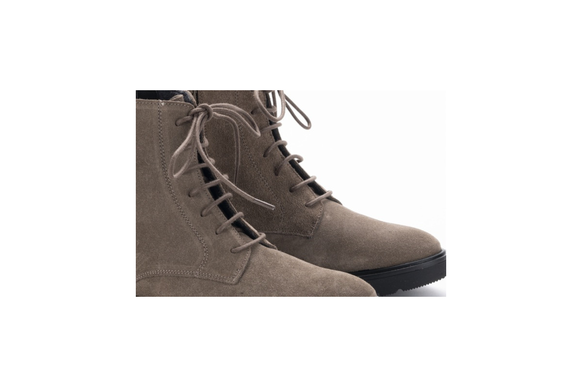 Bottines à lacets en cuir - Taupe - Lince