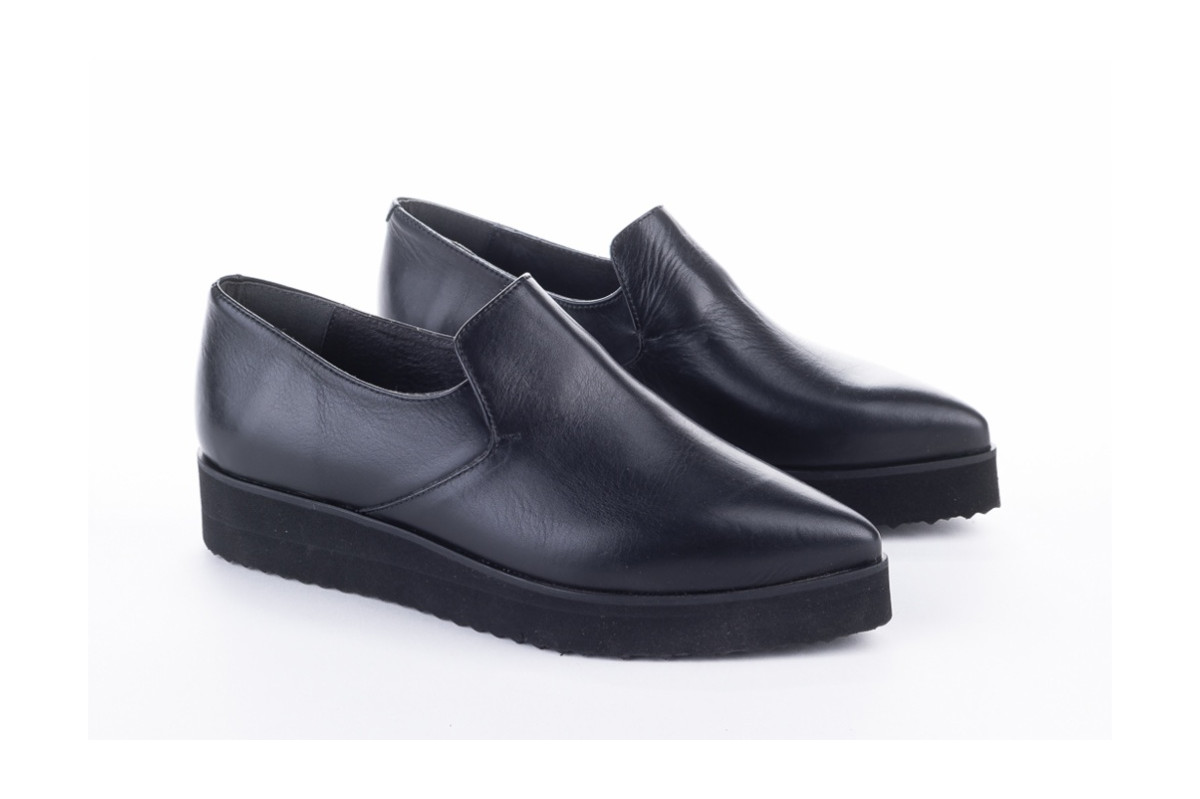 Mocassins compensés en cuir - Noir - Lince