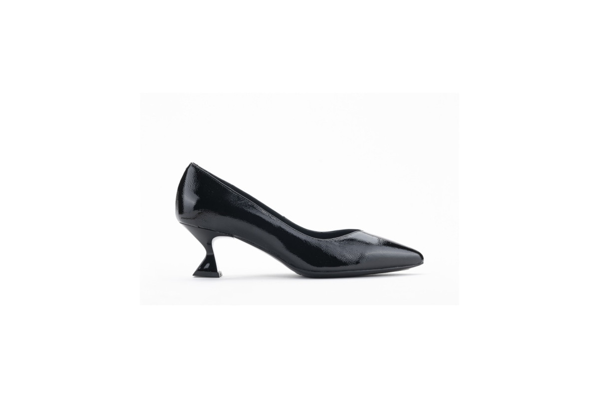 Escarpins petit talon en cuir verni - Noir - Lince