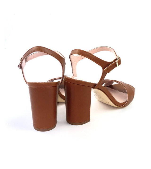 Sandales à talon en cuir - Marron - Xseni Greye