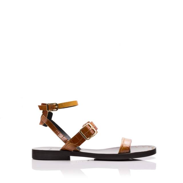Sandales en cuir style spartiates - Marron - Xseni Greye