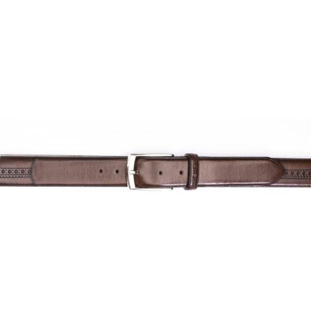 Ceinture en cuir poinçonnée - Marron - michel