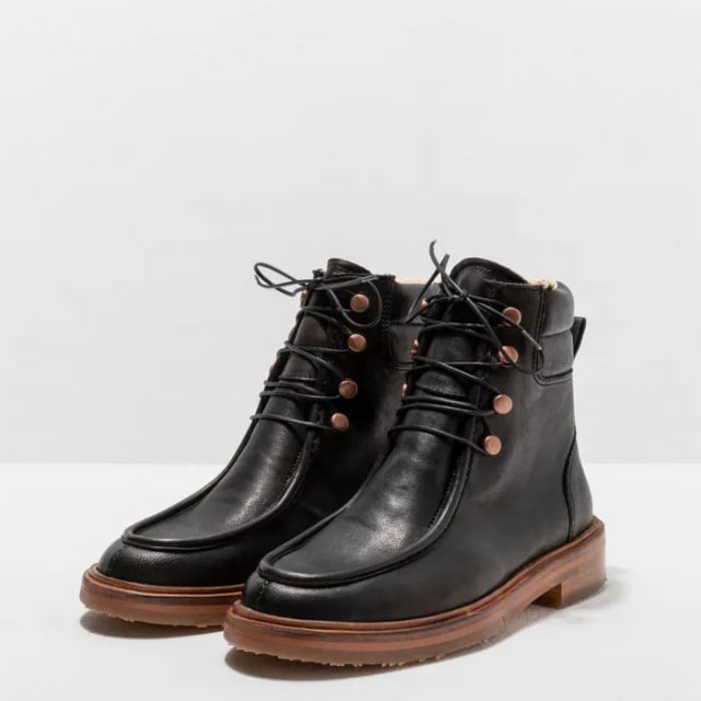 Bottines à lacets en cuir mat - Noir - Neosens