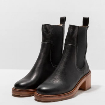 Bottines chelsea à talon en cuir - Noir - Neosens