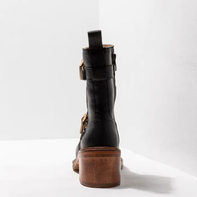 Bottines à talon en cuir ornées de boucles - Noir - Neosens