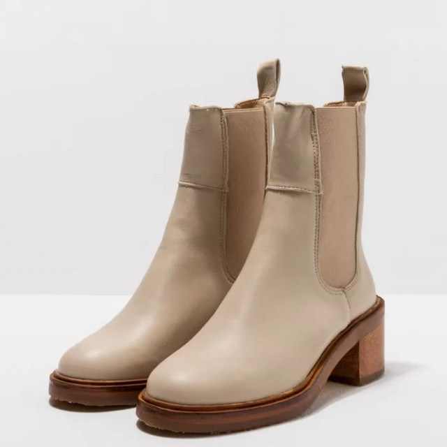 Bottines chelsea à talon en cuir - Blanc - Neosens