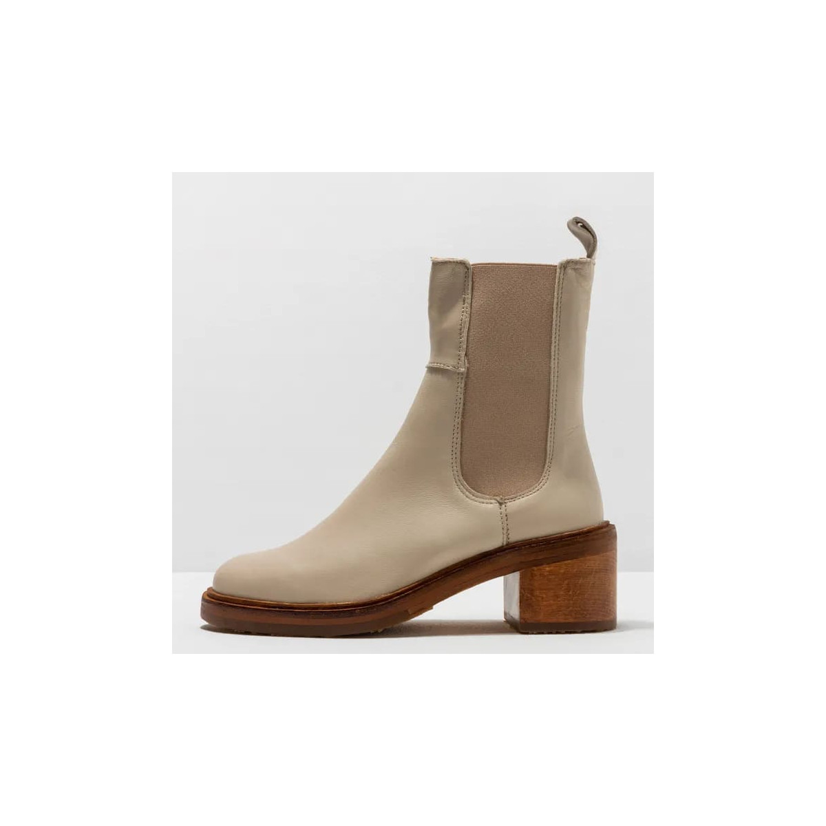 Bottines chelsea à talon en cuir - Blanc - Neosens