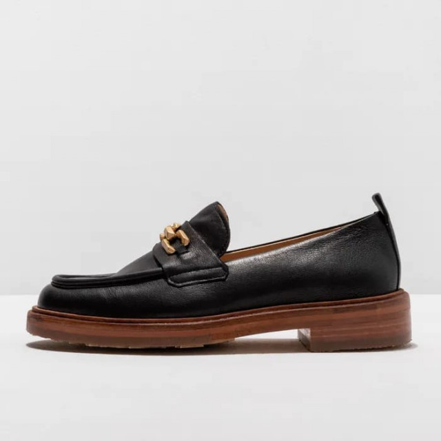 Mocassins en cuir à chaine dorée - Noir - Neosens