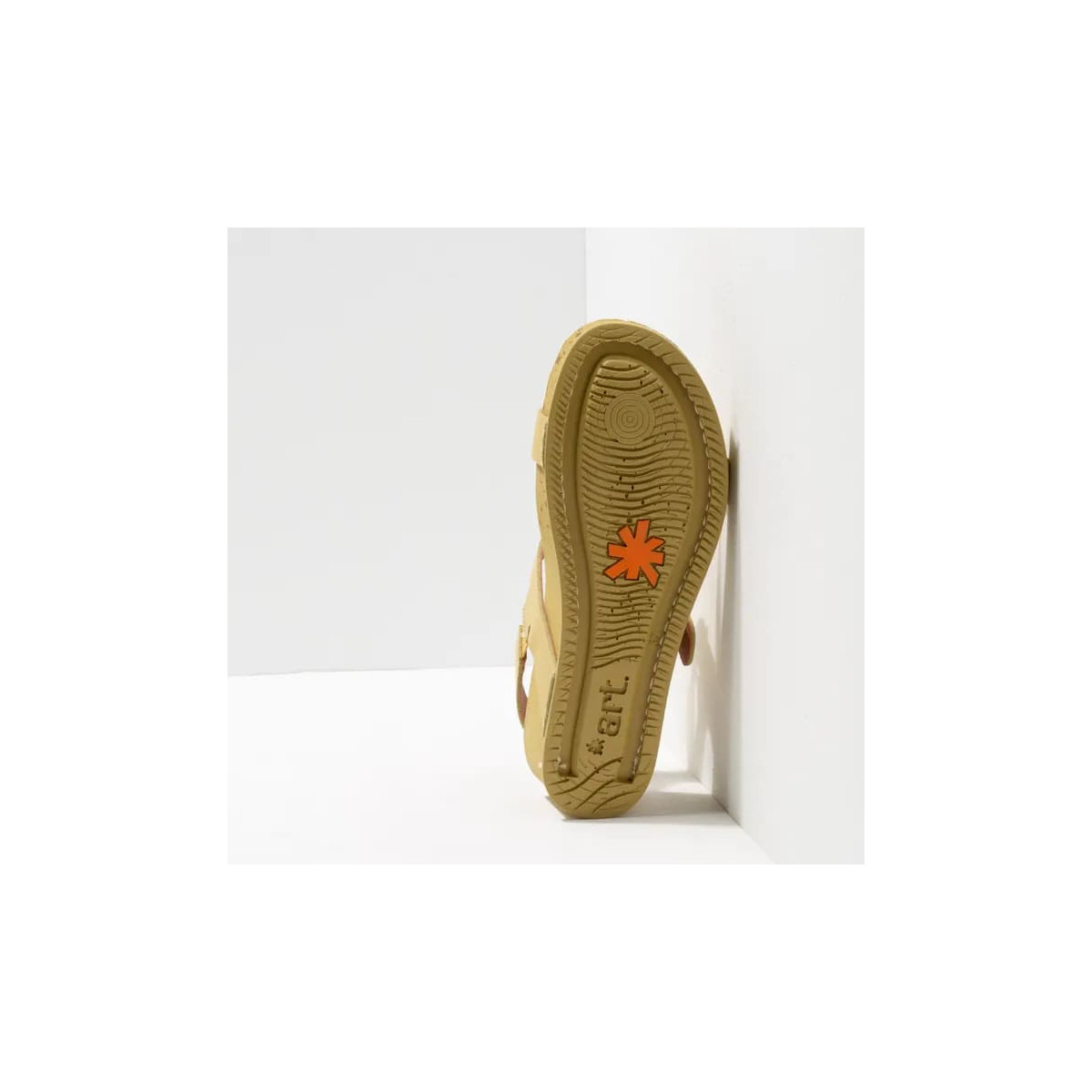 Sandales compensées en cuir à talon moucheté - Jaune Pâle - art