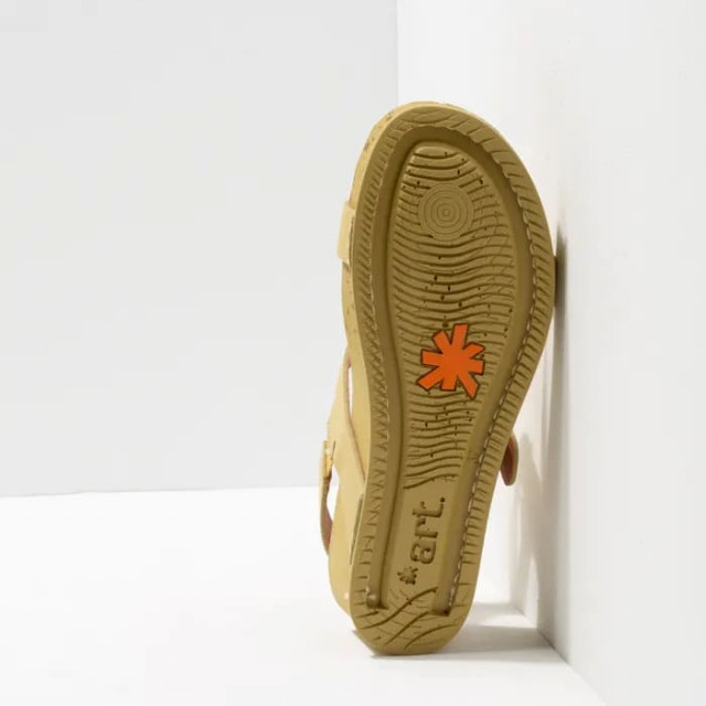 Sandales compensées en cuir à talon moucheté - Jaune Pâle - art