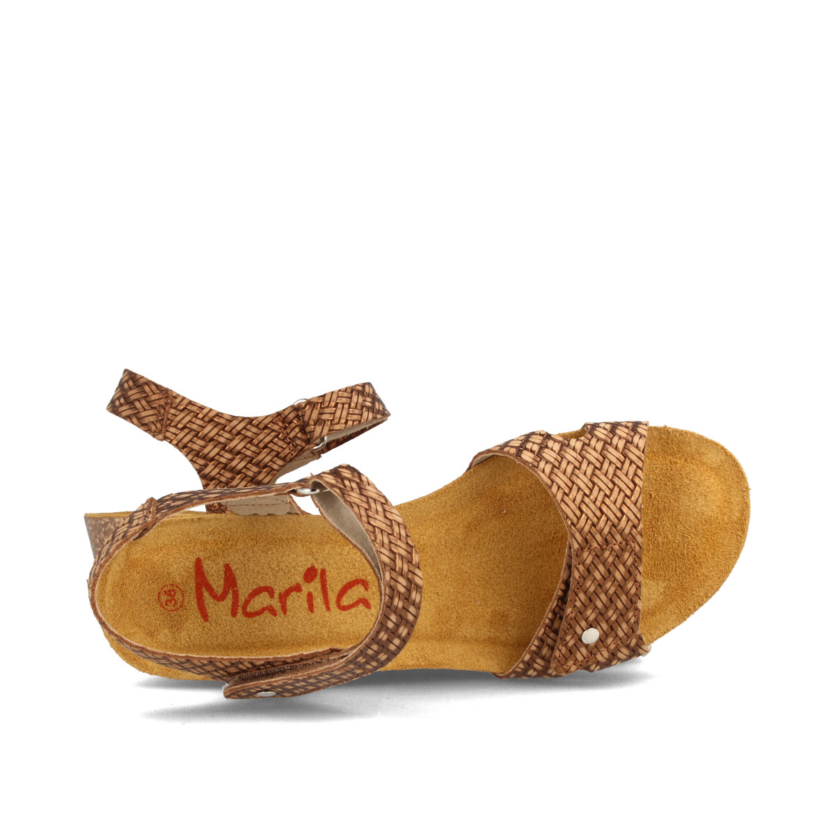 Sandales confortables compensées à clous - Marron - Marila