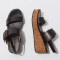 Sandales compensées à boucle et semelles en liège recyclé - Noir - Neosens