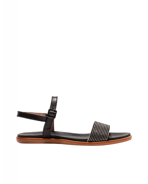 Sandales plates en cuir souple - Noir - Neosens