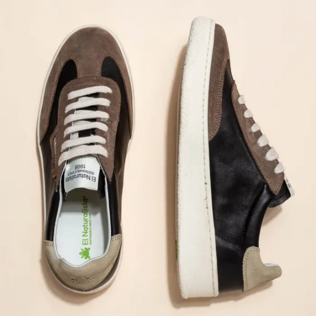 Sneakers cuir et daim - Noir - El naturalista