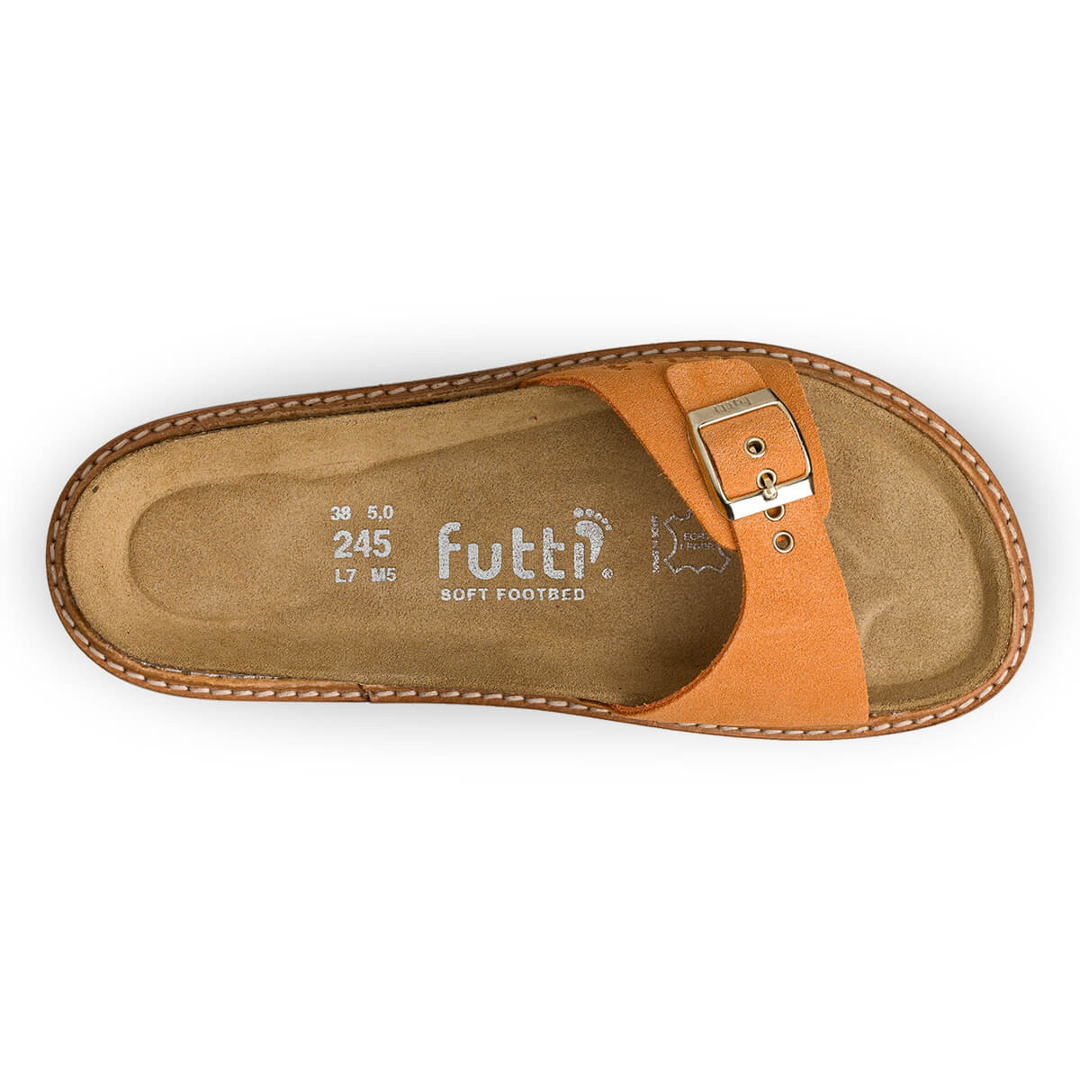 Mules plates en cuir doux pastel - Orange - Futti