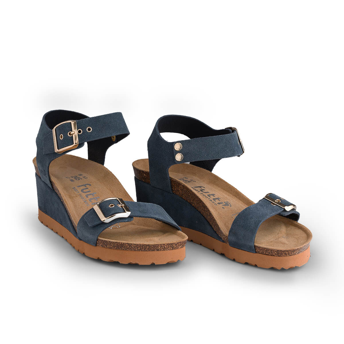 Sandales confortables compensées fantaisie - Bleu - Futti