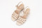 Sandales confortables à talon carré à brides à perforations carrées - Beige - Lince