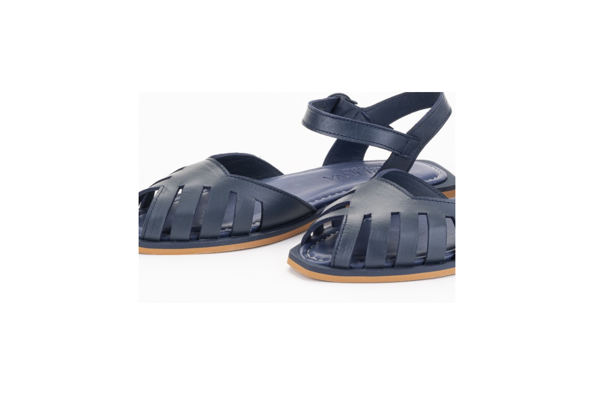 Sandales confortables plates à bout échancré - Bleu - Lince