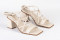 Sandales à talon lacées en cuir - Beige - Lince
