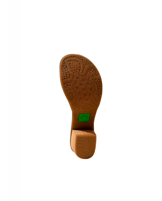 Sandales confortables à talon bois à doublure en tissu recyclé - Noir - El naturalista