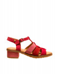 Sandales confortables en cuir à talon carré - Rouge - El naturalista