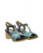 Sandales confortables à talon en bois à bride tissus - Bleu - El naturalista