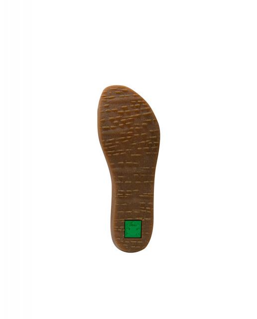 Sandales confortables plates à velcro en cuir et semelles recyclées - Beige - El naturalista