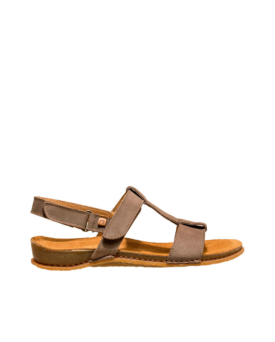 Sandales confortables plates en cuir semelle ergonomique - Gris - El naturalista