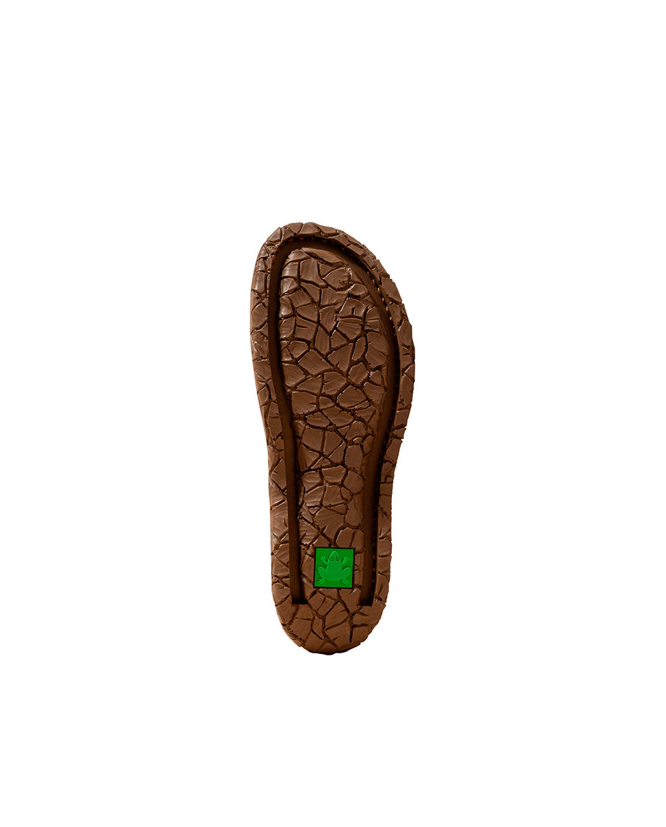 Sandales confortables plates en cuir suédé à scratch - Beige - El naturalista