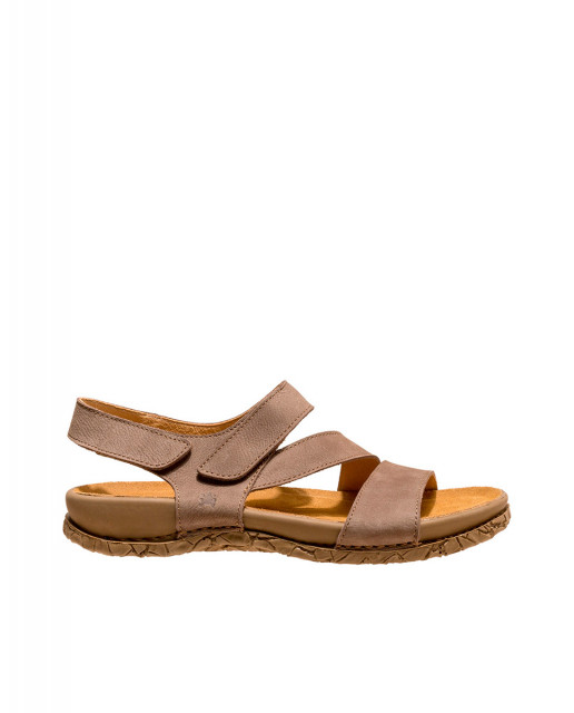 Sandales confortables plates en cuir suédé à scratch - Gris - El naturalista