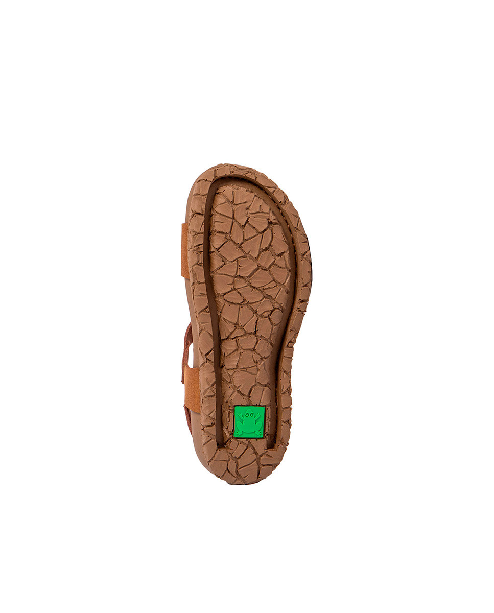 Sandales confortables plates vegan à semelle recyclée - Marron - El naturalista