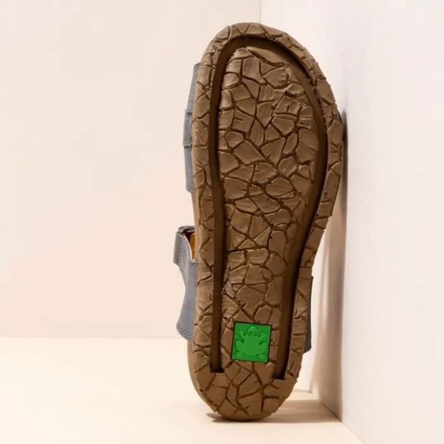 Sandales confortables plates en cuir à scratch et semelles ergonomiques - Gris - El naturalista