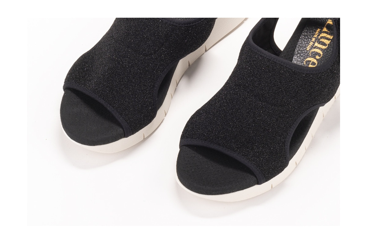 Sandales compensées en daim - Noir - Lince