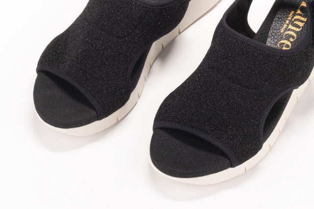 Sandales compensées en daim - Noir - Lince