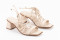 Sandales à talon lacées en cuir - Beige - Lince